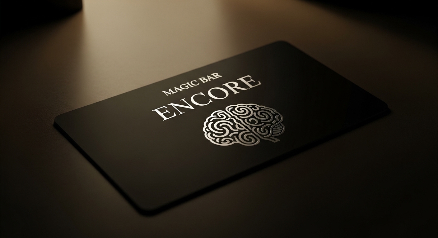 Magic Bar ENCORE の入口付近。落ち着いた照明と案内札のある来店導線を感じさせる写真