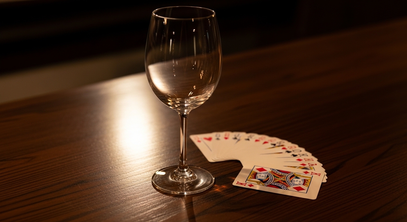 公演後の Magic Bar ENCORE の客席。グラスやカードが残る静かな夜の余韻を感じさせる写真